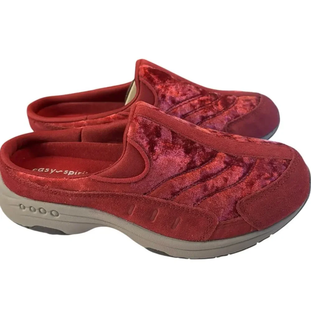 NIB Easy Spirit Traveltime Slip On Mule Sneakers Women's Size 5 M Dark Red